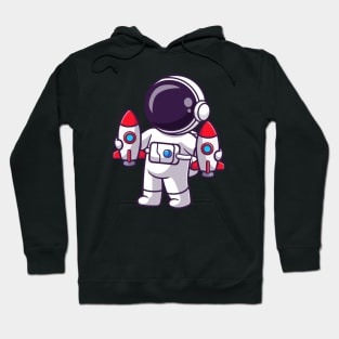 Cute Astronaut Holding Rocket Toys Cartoon Hoodie